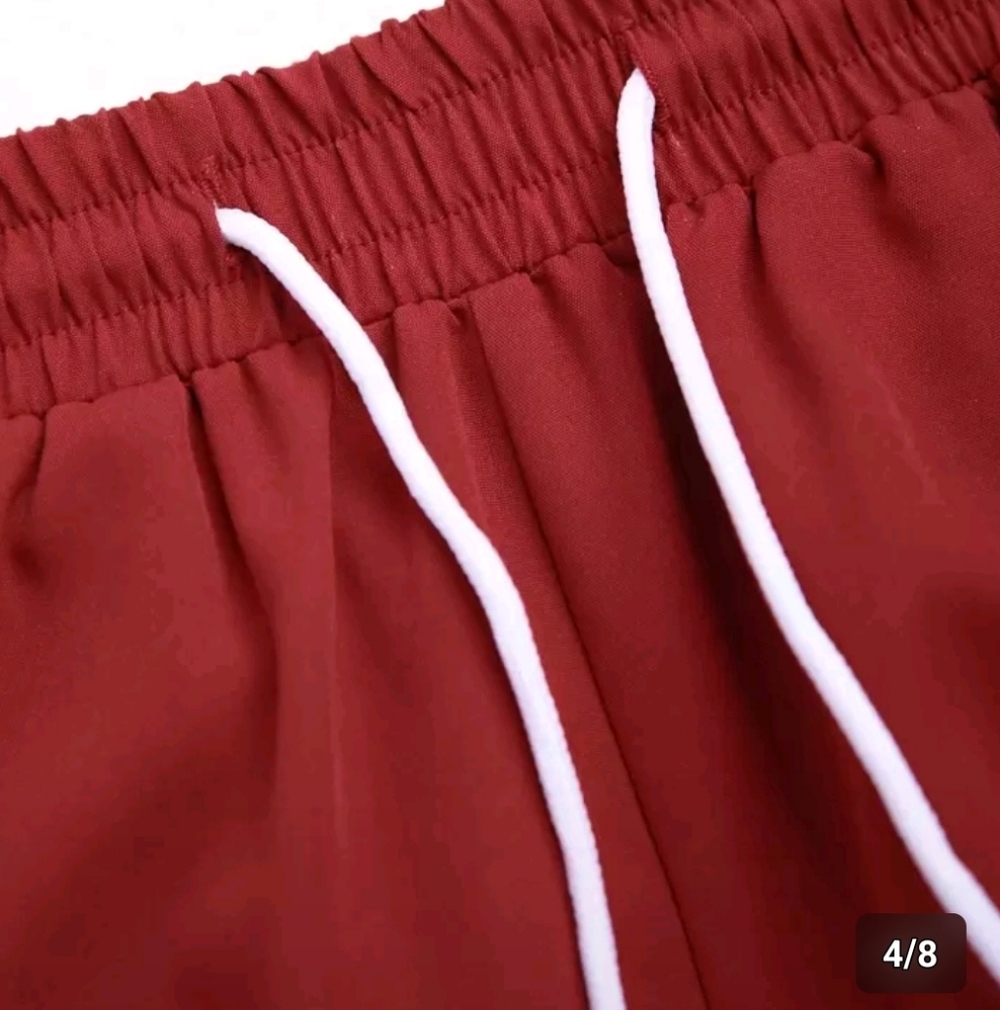 Men's White Shirt & Short - Burgundy to White - Picture 5 of 8